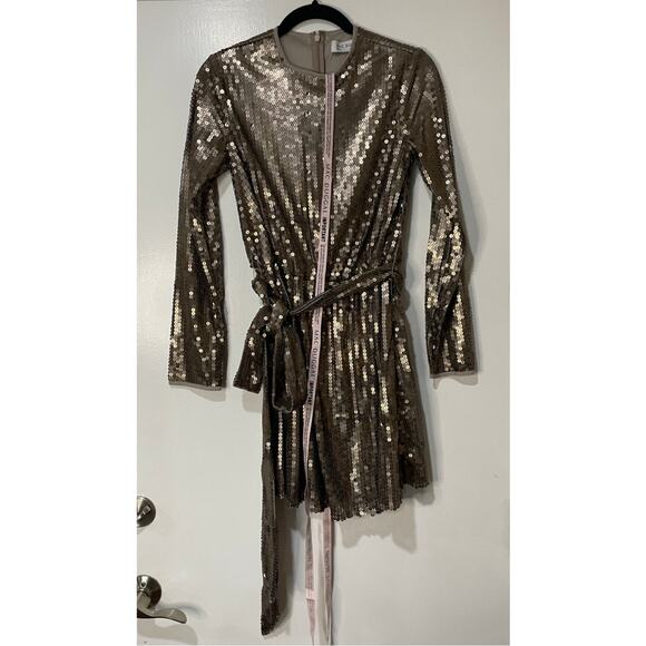 Mac Duggal Sequin Embellished Long Sleeve High Neck Mini Dress 10789 size 4 NWT - Picture 2 of 15